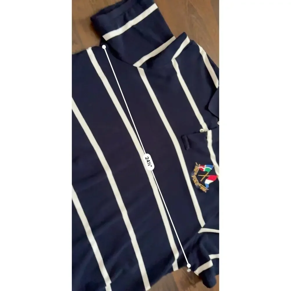 Polo Ralph Lauren Shirt Mens Size XL Classic Fit Navy Blue Country Flag Stripe